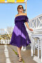 Purple Madonna Ruffle Collar Plus Size Chiffon Dress - 2