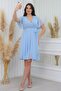 Flared Baby Blue Plus Size Chiffon Dress - 2