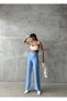 Women's Baby Blue Palazzo Trousers Atlas Fabric - 5