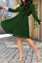 Green Double-breasted Collar Chiffon Plus Size Dress - 2