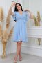 Flared Baby Blue Plus Size Chiffon Dress - 5
