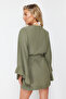 Haki Dokuma Plaj Mini Kuşaklı Kimono&Kaftan TBESS21KM0002 - 5