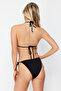 Siyah Taş Baskı Üçgen Kaplı Brazilian Normal Bel Bikini Takımı TBESS24BT00131 - 14