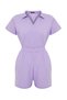 Lilac Elastic Waist Wide Leg Mini Woven Jumpsuit TWOSS22TU0014 - 9