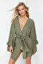 Haki Dokuma Plaj Mini Kuşaklı Kimono&Kaftan TBESS21KM0002 - 3