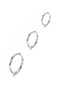 3 Pieces Non-Tarnish Surgical Steel Hoop Earrings (8 mm,10 mm,12 mm) Silver Color - 3