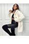 Women's Buttoned White Plush Coat - 3