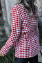 Red Houndstooth Self-Belted Blazer - 6