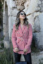 Red Houndstooth Self-Belted Blazer - 3