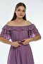 Lilac Flounced Madonna Collar Plus Size Chiffon Dress - 4
