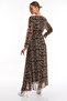 Maxi Lined Leopard Pattern Double Breasted Collar Chiffon Dress - 4