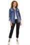 Laser Ripped and Classic Collar Long Sleeve Pocket Classic Women's Jeans Jacket Dark Blue Denim Four Seasons - 6