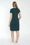 women's green zipper pocket embroidery detailed short-sleeved 100% cotton dress - 5