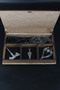 Necklace Set , Charcoal grey Wood, Special Gift, Scandinavian Axe, Spear and Wolf, Rope and Chain. - 2
