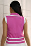 Polo Collar, Buttoned, Striped, Sleeveless, Summer Women's Knitwear Undershirt - 2