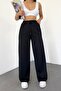 Women's Black High Waist Wide Leg Loose Sweatpants - 6