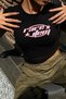 Women's Pink Rare Etem Printed Short Sleeve Crop