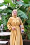 Mustard Organic Linen Drawstring Dress - 4