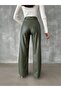 Buttoned Wide Leg Leather Trousers - 2