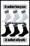 Unisex 6-Piece Tennis College Socks 3 Black And 3 White - 2