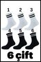 Unisex 6-Piece Tennis College Socks 3 Black And 3 White