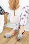 Ice Gray Women's Cross Plush Slippers Fluffy Furry Home Slippers Stylish Guest Dowry Birthday Daily Slippers - 2