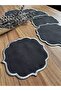 6 Pieces Black Color Linen Fabric Edges with Silver Embroidery Coffee Side Cocktail Presentation Napkins - 3