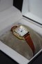 Tan Color Cord, Square Steel Case Wristwatch
