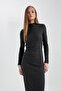 Basic Bodycon Maxi Dress - Half Turtleneck, Thick Camisole, Long Sleeve B8602Ax23Wn - 3