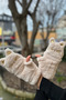 Premium Plush Gloves with Cute Cat Design and Fur Cover Buttons Inside - 3