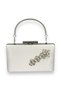 Mother-of-Pearl Ecru Pearl White Color Satin Crystal Stone Evening Dress Bag Evening Bag Henna Graduation Bag