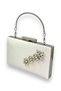 Mother-of-Pearl Ecru Pearl White Color Satin Crystal Stone Evening Dress Bag Evening Bag Henna Graduation Bag - 2