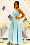 Girl's Monorail Satin Fabric Long Evening Dress Prom Graduation Gown - 4