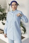 Movra Gingham Detail Shirt Set - Baby Blue - 2