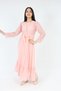 Young Girl Long Length Lace Guipure Embroidered Chiffon Hijab Dress - 3