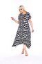 Plus Size Women's Relaxed Cut Patterned Short Sleeve Asymmetric cut skirt Viscose Combed Cotton Dress - 3