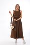 Shoulder Tie Belted Brown Gilet