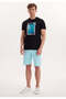 Black Printed Crew Neck Cotton Regular Fit Men's T-shirt Wmcollage Roam - 2