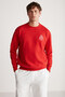 Brood Men's Embroidered Polar-Free Round Collar Red Sweatshirt - 2