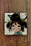 20X20Cm Trivet Natural Stone - Girl and Cat Pattern Printed, Teapot Base - 3