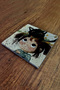 Natural Stone Coaster 15X15Cm Little Girl and Cat Pattern Printed Stone Teapot Coaster-Pot Pan Coaster - 2
