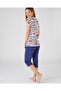 Printed Striped Double Pajamas Set - 2