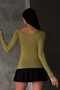 Women's Oil Green Princess Collar Blouse - 5