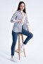 Women's Black Sleeve Folded Single Pocket Oversize Striped Shirt 302 - 4