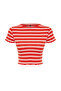Red-White Striped Baby Overlock Detailed Fitted Crop Knitted Blouse TWOSS23BZ00506 - 7