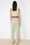 Mink Straight Cut Ribbed Woven Trousers TWOSS24PL00009 - 6