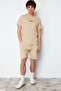 Beige Regular Fit Summer Pajamas Set with Shorts TMNSS23PT00038 - 2