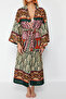Etnik Desenli Dokuma Maxi Plaj Kuşaklı Kimono&Kaftan TBESS24KM00022 - 4