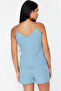 Blue Rope Strap 100% Cotton Pajamas Set - Lacing Detail Thmss24Pt00081 - 6