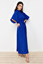 Cobalt Blue Belted Half Sleeve Woven Dress TCTSS24DB00009 - 3